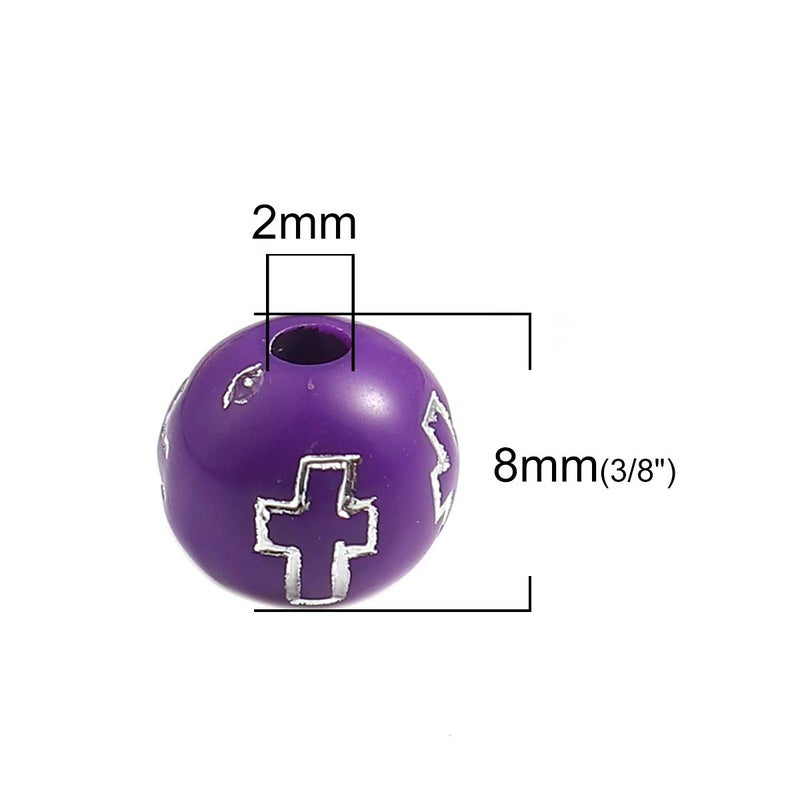 JGFinds Small Round Spacer Beads - 500 Pack, 8mm (1/3 Inch) with 2mm Hole, Acrylic, DIY Jewelry Making Supplies, (Colorful Cross) - Image 3